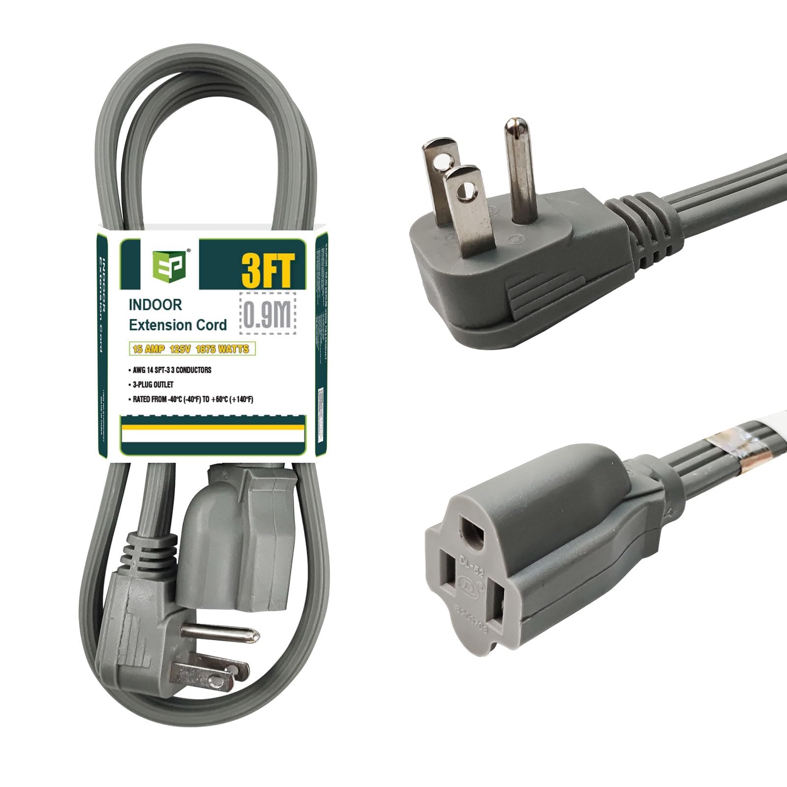 Amazon.com: EP 3 Ft Heavy Duty Appliance Extension Cord - 14 Gauge